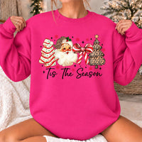 Christmas Gift for Her Tis The Season Sweatshirt Festive Holiday Women Vintage Leopard Print Design