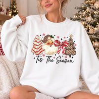 Christmas Gift for Her Tis The Season Sweatshirt Festive Holiday Women Vintage Leopard Print Design