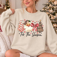 Christmas Gift for Her Tis The Season Sweatshirt Festive Holiday Women Vintage Leopard Print Design