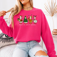 Christmas Goose Sweatshirt Just A Jolly Goose Cute Holiday Goose Lover Women Cartoon Design