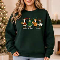 Christmas Goose Sweatshirt Just A Jolly Goose Cute Holiday Animal Lover Women Design