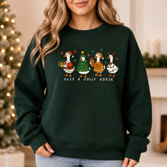 Christmas Goose Sweatshirt Just A Jolly Goose Cute Holiday Animal Lover Women Design