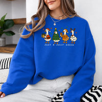 Christmas Goose Sweatshirt Just A Jolly Goose Cute Holiday Goose Lover Women Cartoon Design
