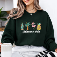 Christmas in July Sweatshirt Christmas in July Tropical Holiday Women Cute Summer Beach Design