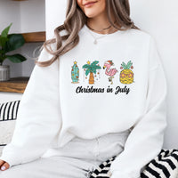 Christmas in July Sweatshirt Christmas in July Tropical Holiday Women Cute Summer Beach Design