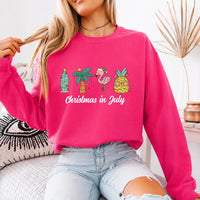 Christmas in July Sweatshirt Christmas in July Tropical Holiday Women Cute Summer Beach Design