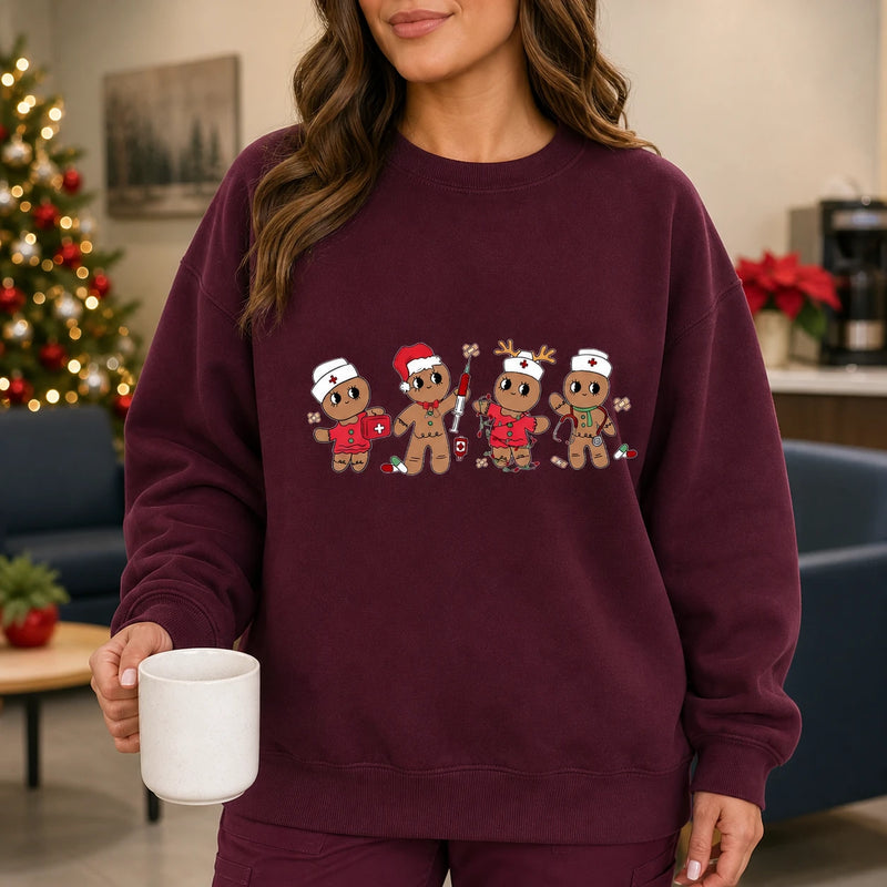 Christmas Nurse Gingerbread Sweatshirt Cute Healthcare Holiday Medical Crew Design
