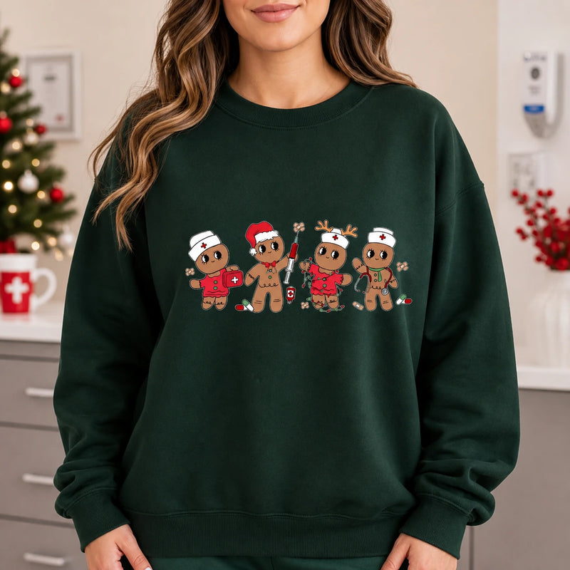 Christmas Nurse Gingerbread Sweatshirt Cute Healthcare Holiday Medical Crew Design