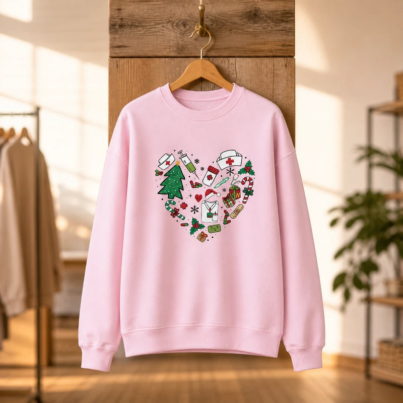 Christmas Nurse Outfit Cute Medical Holiday Sweatshirt for Women