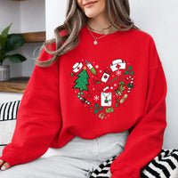 Christmas Nurse Outfit Festive Medical Holiday Sweatshirt Christmas Healthcare Women Cute Doodle Design