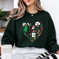 Christmas Nurse Outfit Festive Medical Holiday Sweatshirt Christmas Healthcare Women Cute Doodle Design