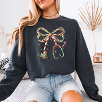 Christmas Nurse Sweatshirt Candy Cane Stethoscope Bow Christmas Healthcare Women Cute Coquette Design