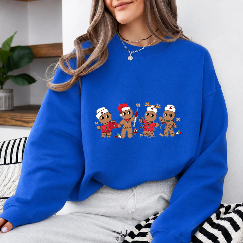 Christmas Nurse Sweatshirt Gingerbread Medical Crew Holiday Healthcare Women Cute Christmas Design
