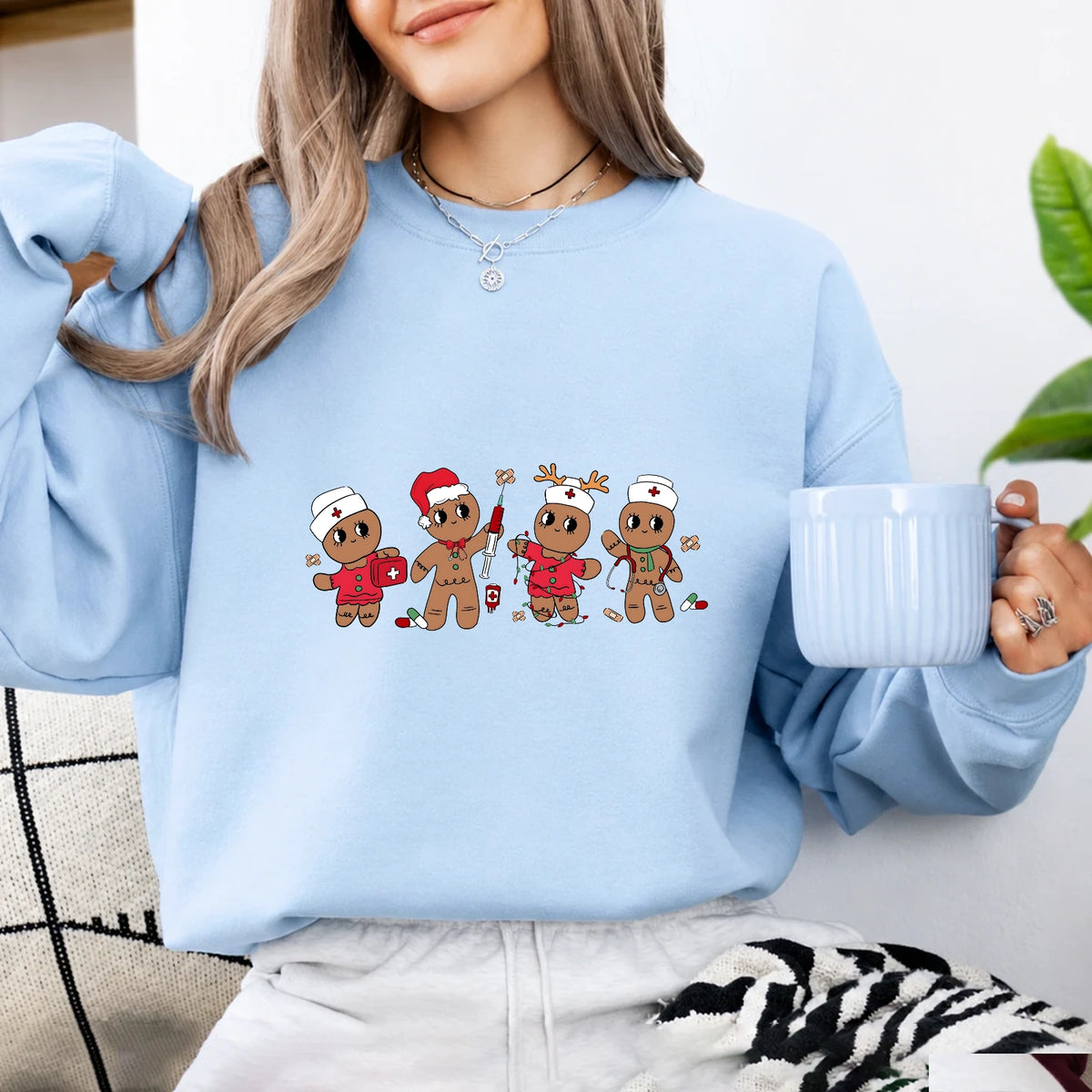 Christmas Nurse Sweatshirt Gingerbread Medical Crew Holiday Healthcare Women Cute Christmas Design