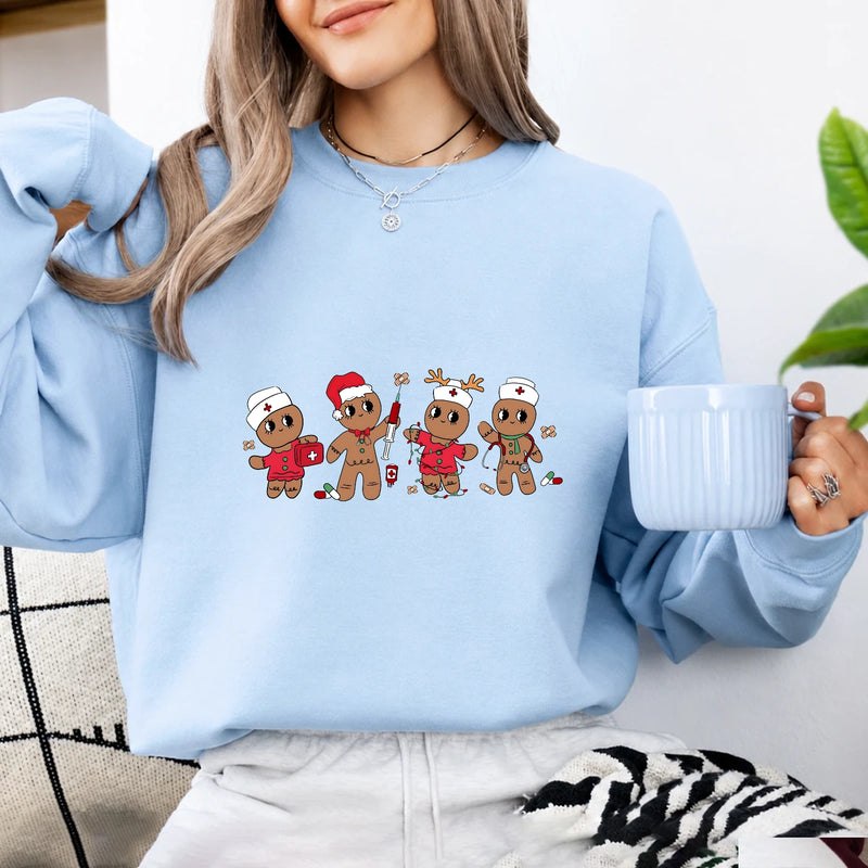 Christmas Nurse Sweatshirt Gingerbread Medical Crew Holiday Healthcare Women Cute Christmas Design