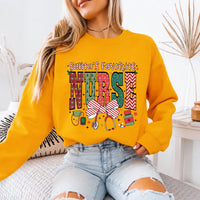 Christmas Nurse Sweatshirt Santa's Favorite Nurse Christmas Nursing Women Cute Bow Design
