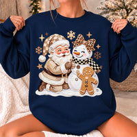 Christmas Outfit for Women, Santa Snowman Gingerbread Sweatshirt, Winter Holiday Women Cute Coquette Design