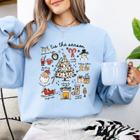 Christmas Sweatshirt Women 'Tis The Season Christmas Doodles Holiday Women Cute Hand Drawn Style