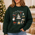 Christmas Sweatshirt Women 'Tis The Season Doodle Collage Cute Holiday Style