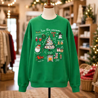 Christmas Sweatshirt Women 'Tis The Season Doodle Collage Cute Holiday Style