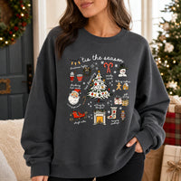 Christmas Sweatshirt Women 'Tis The Season Doodle Collage Cute Holiday Style