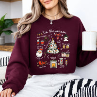 Christmas Sweatshirt Women 'Tis The Season Christmas Doodles Holiday Women Cute Hand Drawn Style