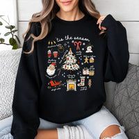 Christmas Sweatshirt Women 'Tis The Season Christmas Doodles Holiday Women Cute Hand Drawn Style