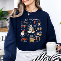 Christmas Sweatshirt Women 'Tis The Season Christmas Doodles Holiday Women Cute Hand Drawn Style