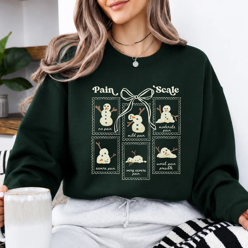 Chronic Pain Sweatshirt Pain Scale Snowman Winter Chronic Illness Women Cute Coquette Design