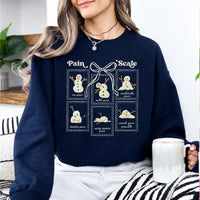 Chronic Pain Sweatshirt Pain Scale Snowman Winter Chronic Illness Women Cute Coquette Design