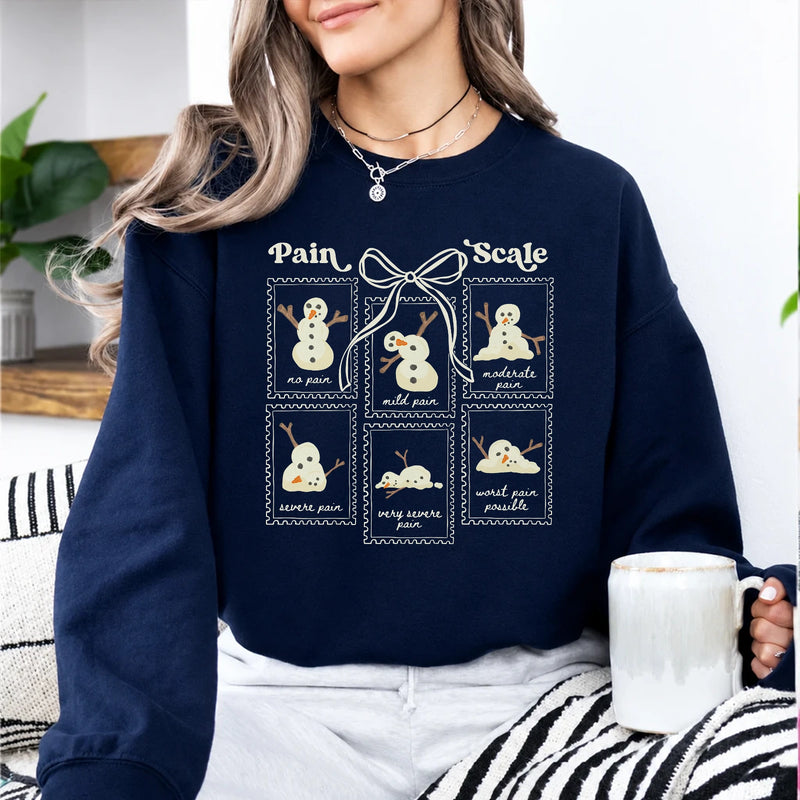 Chronic Pain Sweatshirt Pain Scale Snowman Winter Chronic Illness Women Cute Coquette Design