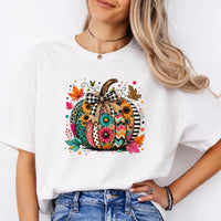 Colorful Pumpkin Sweatshirt and T-Shirt Boho Floral Pumpkin Fall Women Cute Autumn Boutique Design