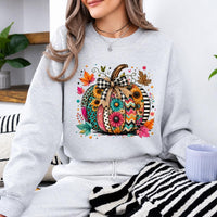 Colorful Pumpkin Sweatshirt and T-Shirt Boho Floral Pumpkin Fall Women Cute Autumn Boutique Design