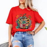 Colorful Pumpkin Sweatshirt and T-Shirt Boho Floral Pumpkin Fall Women Cute Autumn Boutique Design