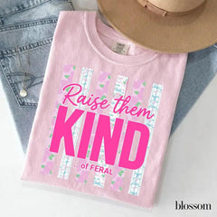 Comfort Colors Raise Them Kind of Feral Shirt, Blue Jean Color Floral Graphic Tee, Cute Mama T-Shirt, Funny Mom Gift, Soft Vintage Family Shirt - JACKSON