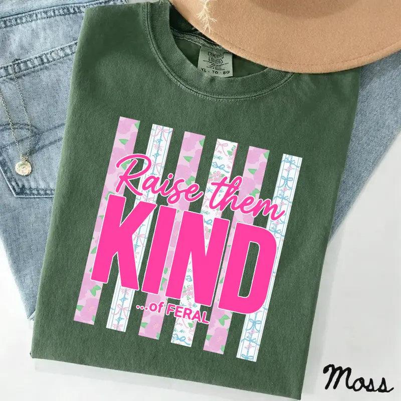 Comfort Colors Raise Them Kind of Feral Shirt, Blue Jean Color Floral Graphic Tee, Cute Mama T-Shirt, Funny Mom Gift, Soft Vintage Family Shirt - JACKSON