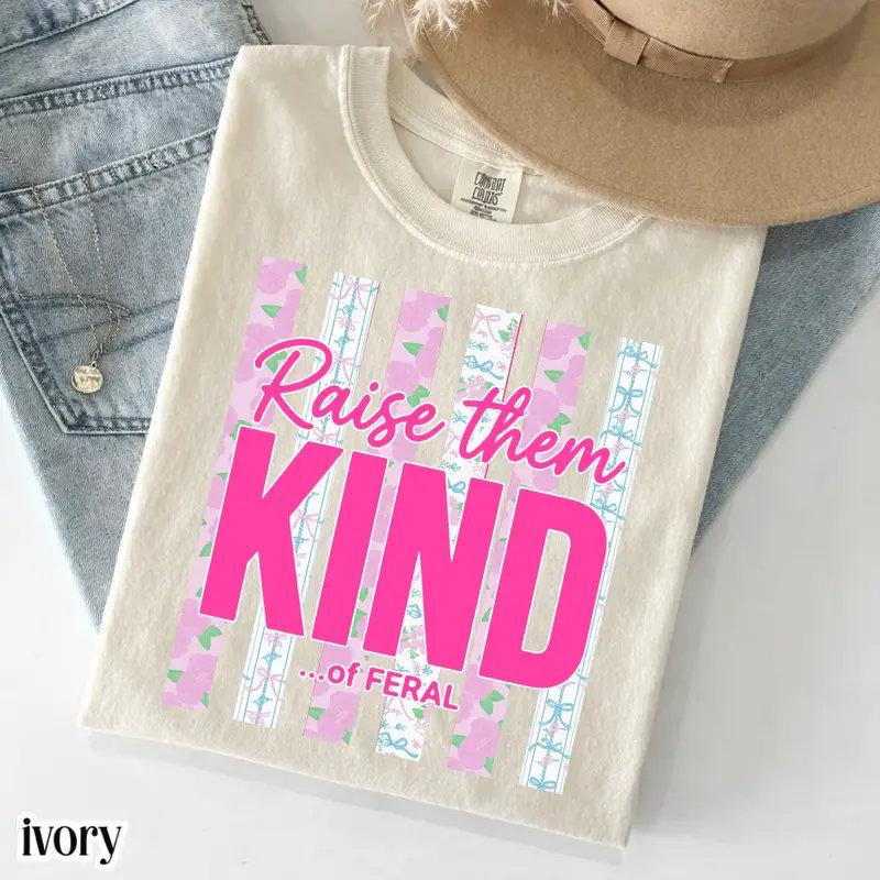 Comfort Colors Raise Them Kind of Feral Shirt, Blue Jean Color Floral Graphic Tee, Cute Mama T-Shirt, Funny Mom Gift, Soft Vintage Family Shirt - JACKSON