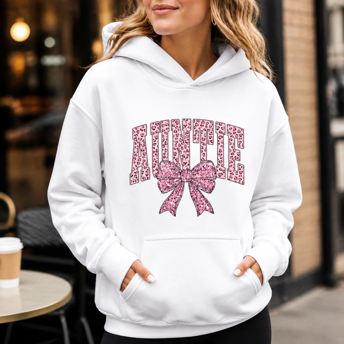 Coquette Bow Grandma Hoodie, Custom Pink Leopard Family Name Design, Personalized Nana Gigi Mama Auntie Gift for Mom Grandma Aunt, Women Coquette Pink Bow Style