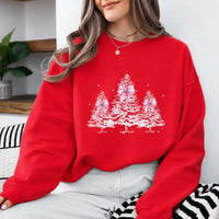 Coquette Christmas Sweatshirt Pink Bow Christmas Trees Holiday Season Women Cute Coquette Design