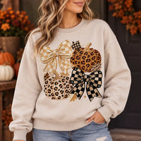 Coquette Fall Pumpkin Sweatshirt, Leopard Bow Autumn Shirt