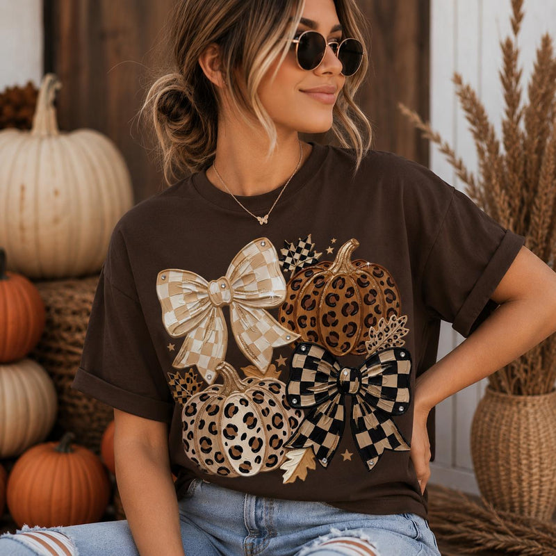 Coquette Fall Pumpkin Sweatshirt, Leopard Bow Autumn Shirt