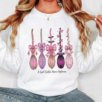 Coquette Halloween A Girl Gotta Have Options Sweatshirt Spooky Season Fall Witch Women Pink Retro