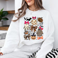 Coquette Halloween Spooky Bows Ghosts Sweatshirt and T-Shirt Spooky Season Fall Women Cute Leopard Retro Graphic