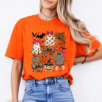 Coquette Halloween Spooky Bows Ghosts Sweatshirt and T-Shirt Spooky Season Fall Women Cute Leopard Retro Graphic