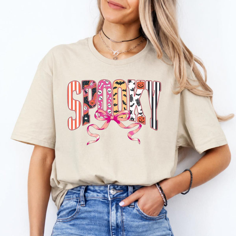 Coquette Halloween Sweatshirt and T-Shirt Spooky Bow Halloween Fall Spooky Season Women Cute Coquette