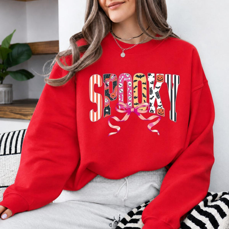 Coquette Halloween Sweatshirt and T-Shirt Spooky Bow Halloween Fall Spooky Season Women Cute Coquette
