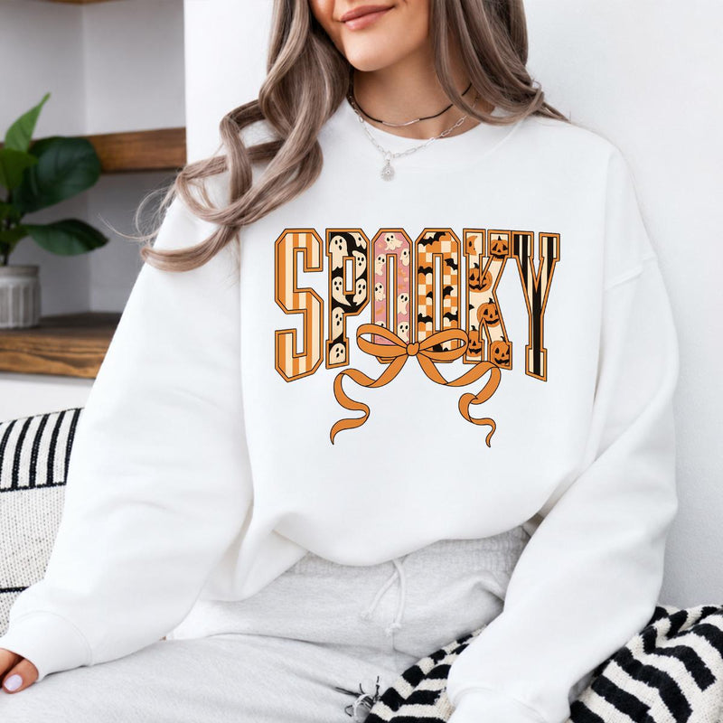 Coquette Halloween Sweatshirt and T-Shirt Spooky Bow Halloween Women Retro Cute