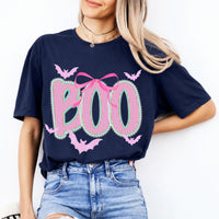 Coquette Halloween Sweatshirt and T-Shirt Pink Bow Boo Spooky Season Women Cute Preppy