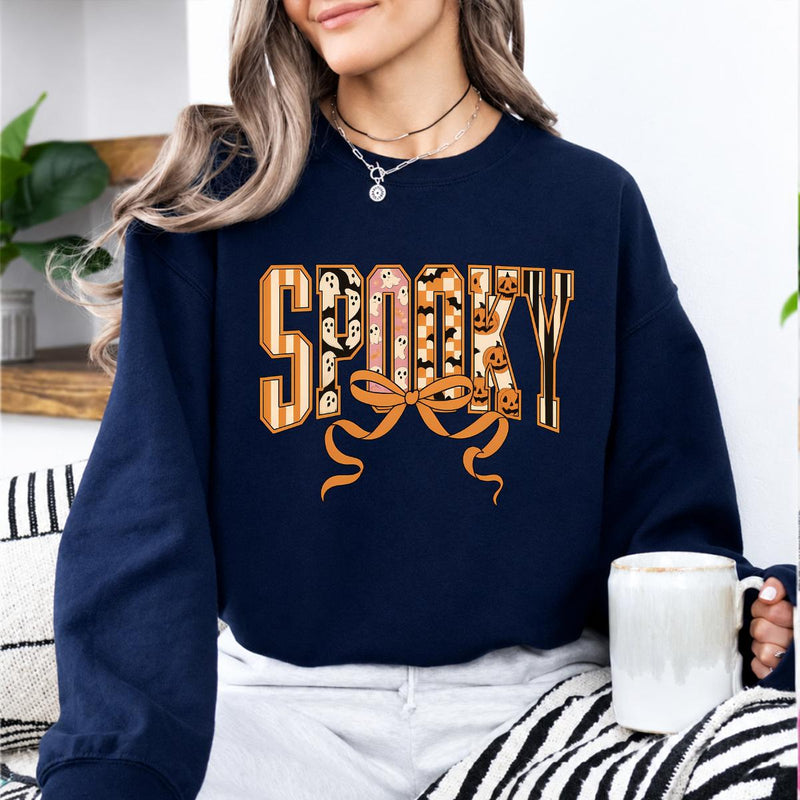 Coquette Halloween Sweatshirt and T-Shirt Spooky Bow Halloween Women Retro Cute