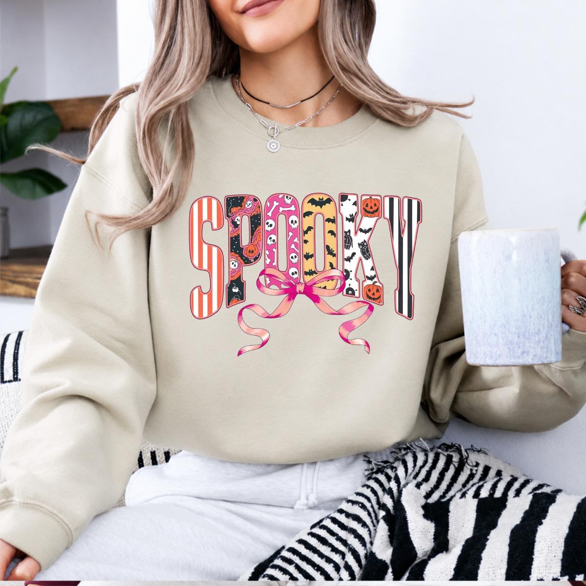 Coquette Halloween Sweatshirt and T-Shirt Spooky Bow Halloween Fall Spooky Season Women Cute Coquette